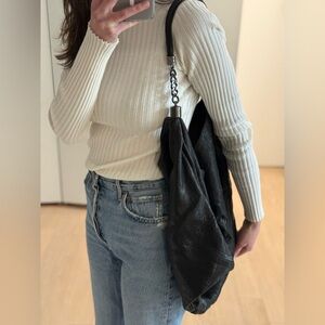 Alice + Olivia oversized black leather bag